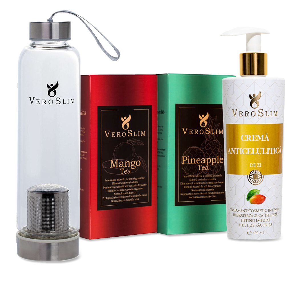 PACHET 2 CUTII DE CEAI + STICLA + CREMA 250ml